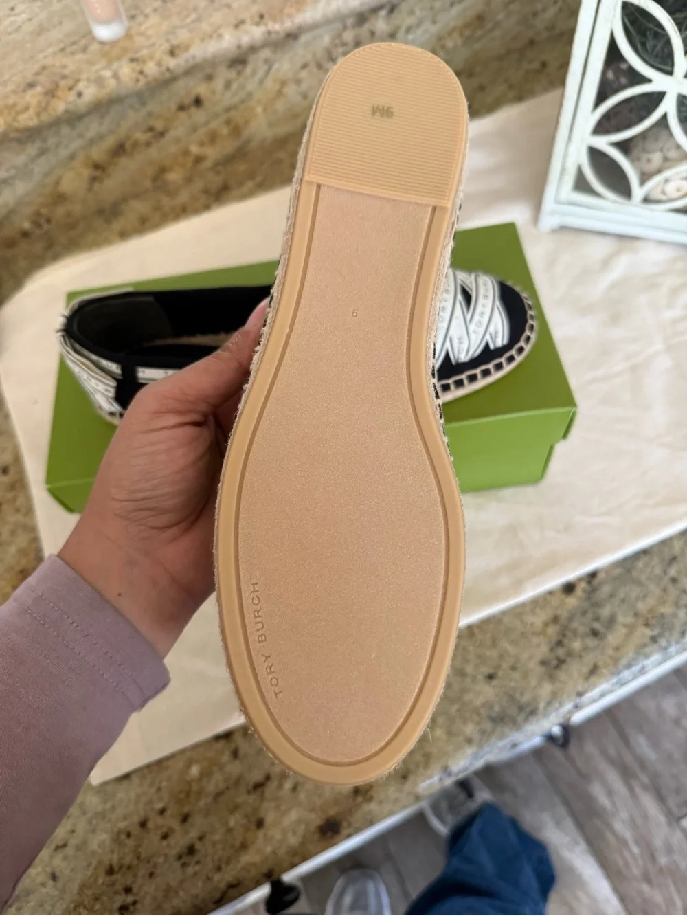 New TORY BURCH RIBBON ESPADRILLE OLONA IT - CANVAS Black/NEW CREAM